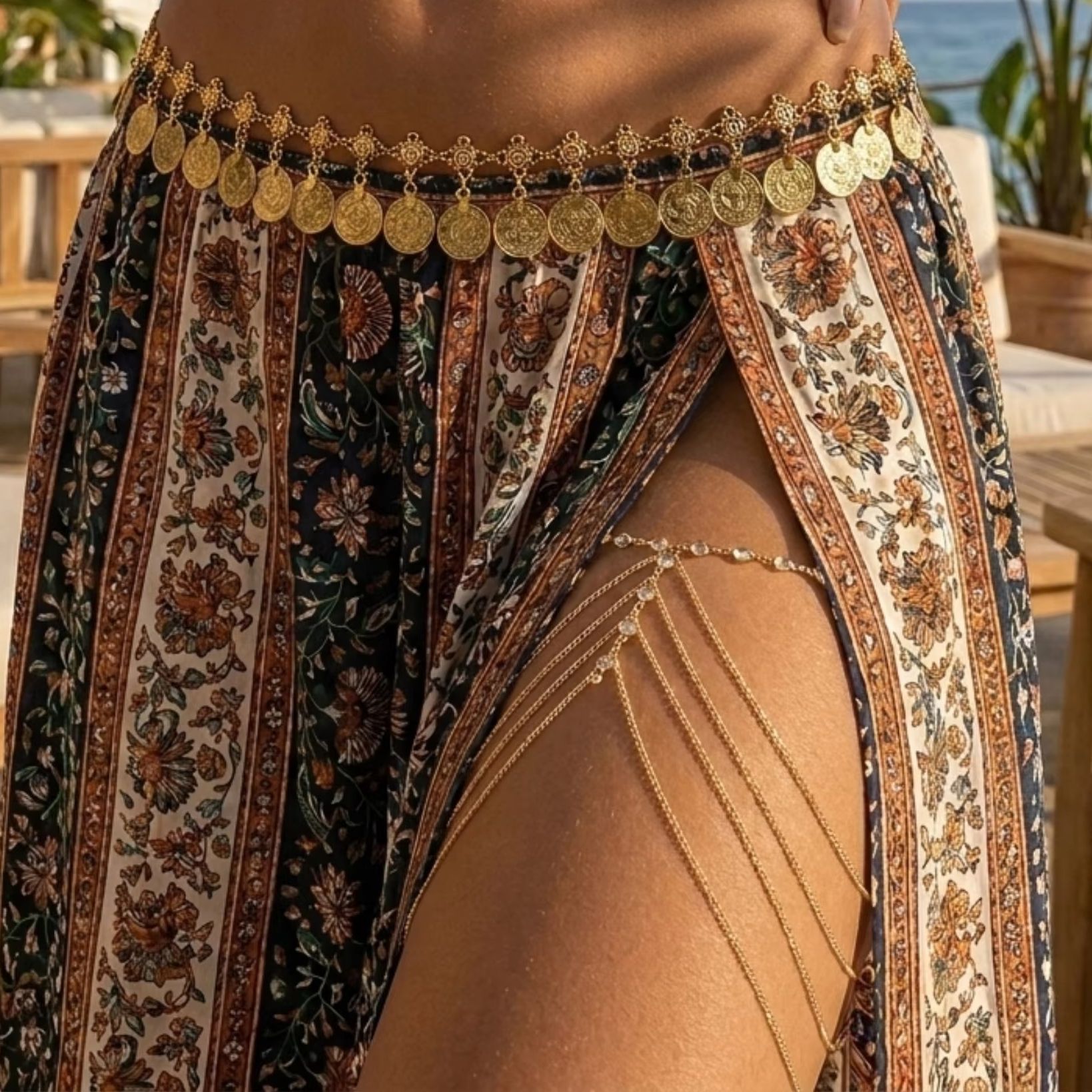 Body Jewelry Leg Chain - Sexy kristallen kralen meerlaagse been- en