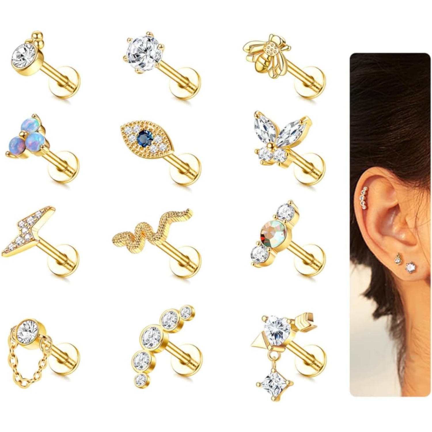 Body Jewelry Surgical Steel - Bobisty 1Pc Kraakbeen Oorbellen Stud voor