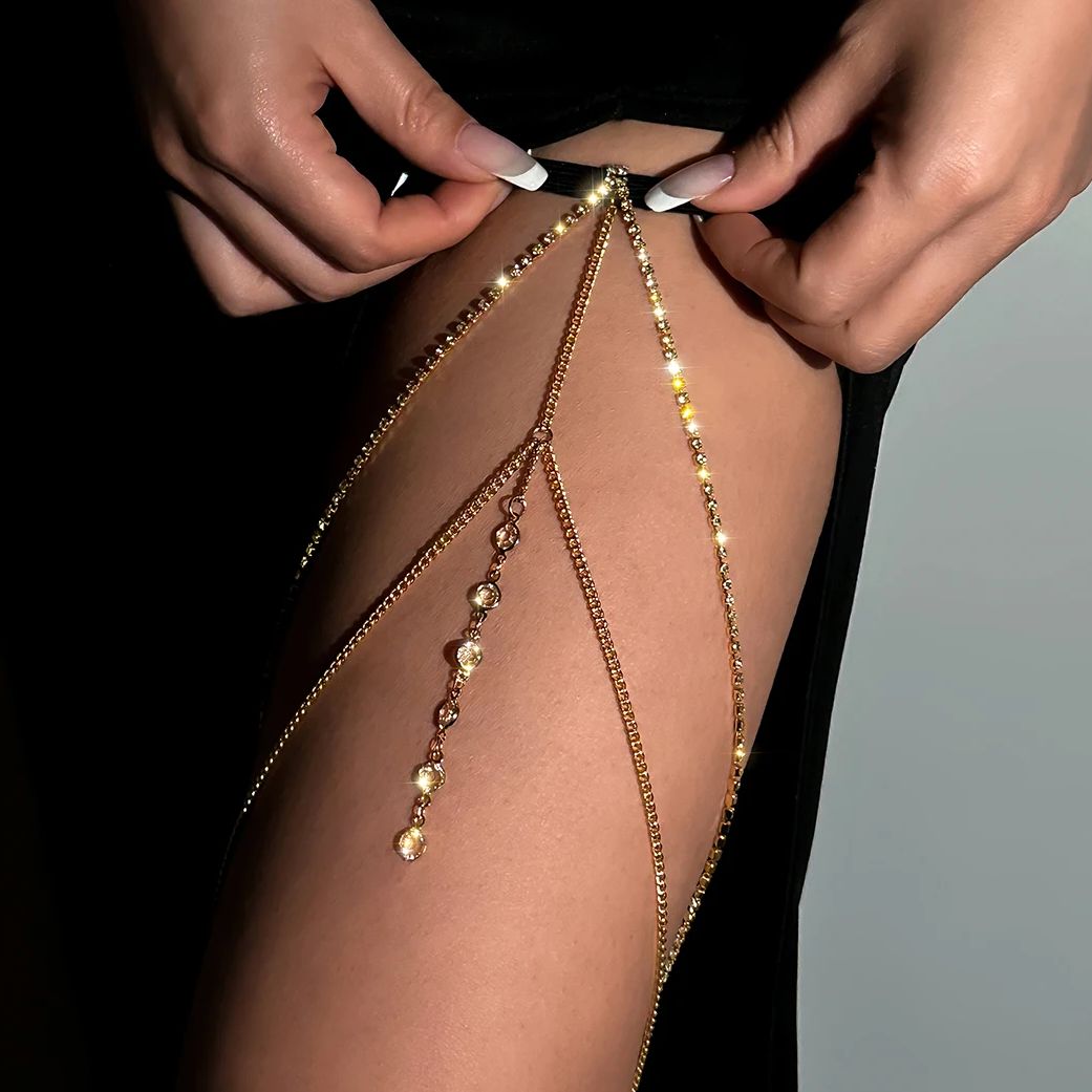Body Jewelry Leg Chain - Sexy glanzende kristallen meerlaagse beenkettingen met