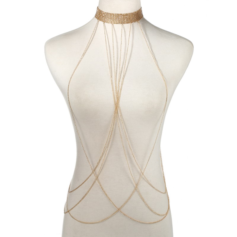 Body Jewelry Women - Goud Kleur Body Chain Vrouwen Strass