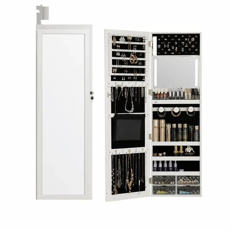 Body Jewelry Storage - Volledige Lichaamsspiegel Wandmontage Houten Sieraden Opbergkast