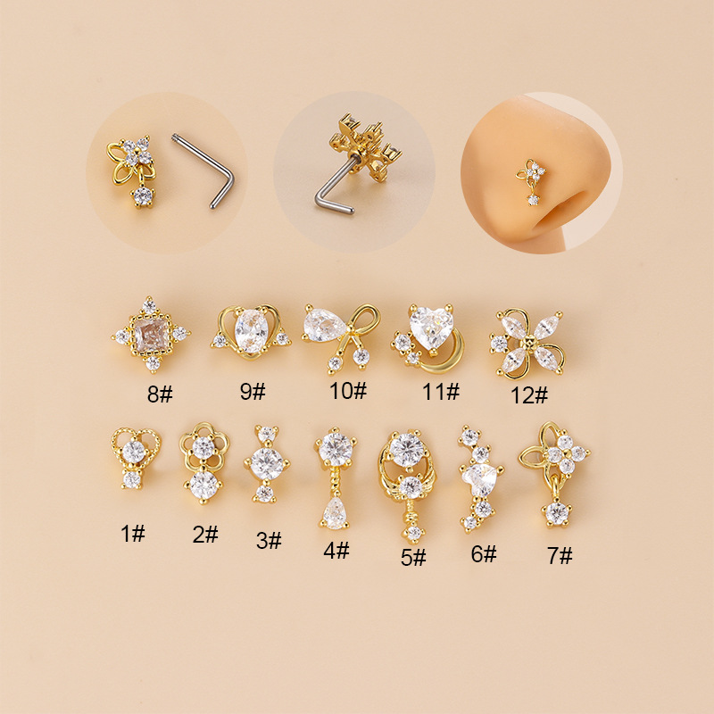 20G L-vormige kubieke zirkonia - Body Jewelry Surgical Steel recensie en prijs