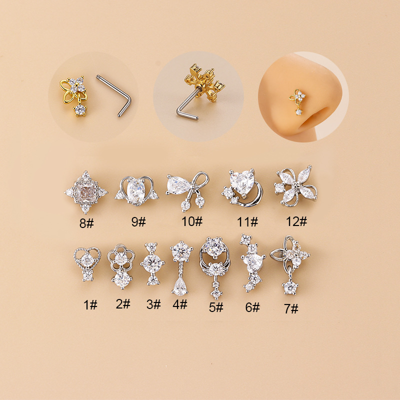 20G L-vormige kubieke zirkonia - Body Jewelry Surgical Steel recensie en prijs