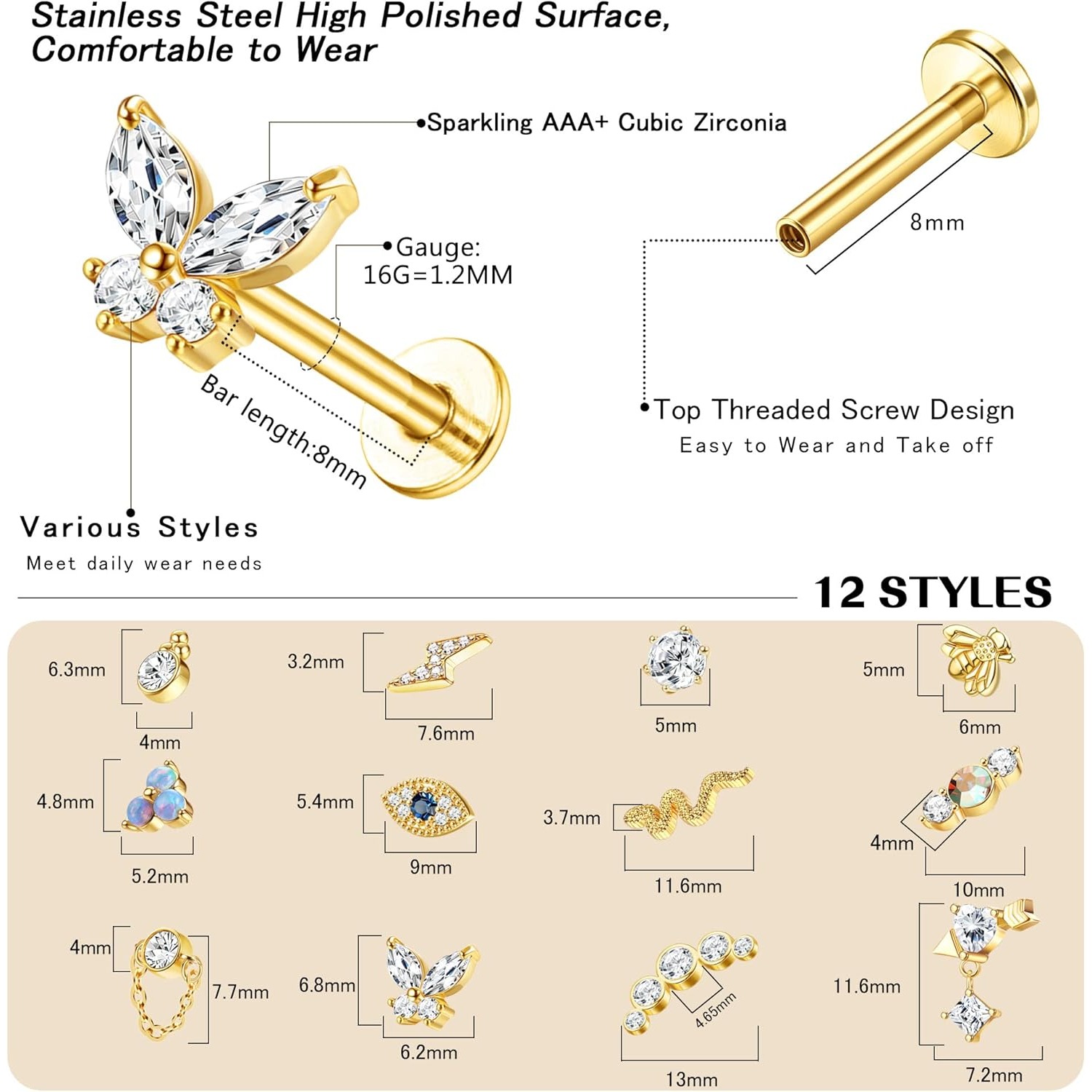 Bobisty 1Pc Kraakbeen Oorbelle - Body Jewelry Surgical Steel recensie en prijs