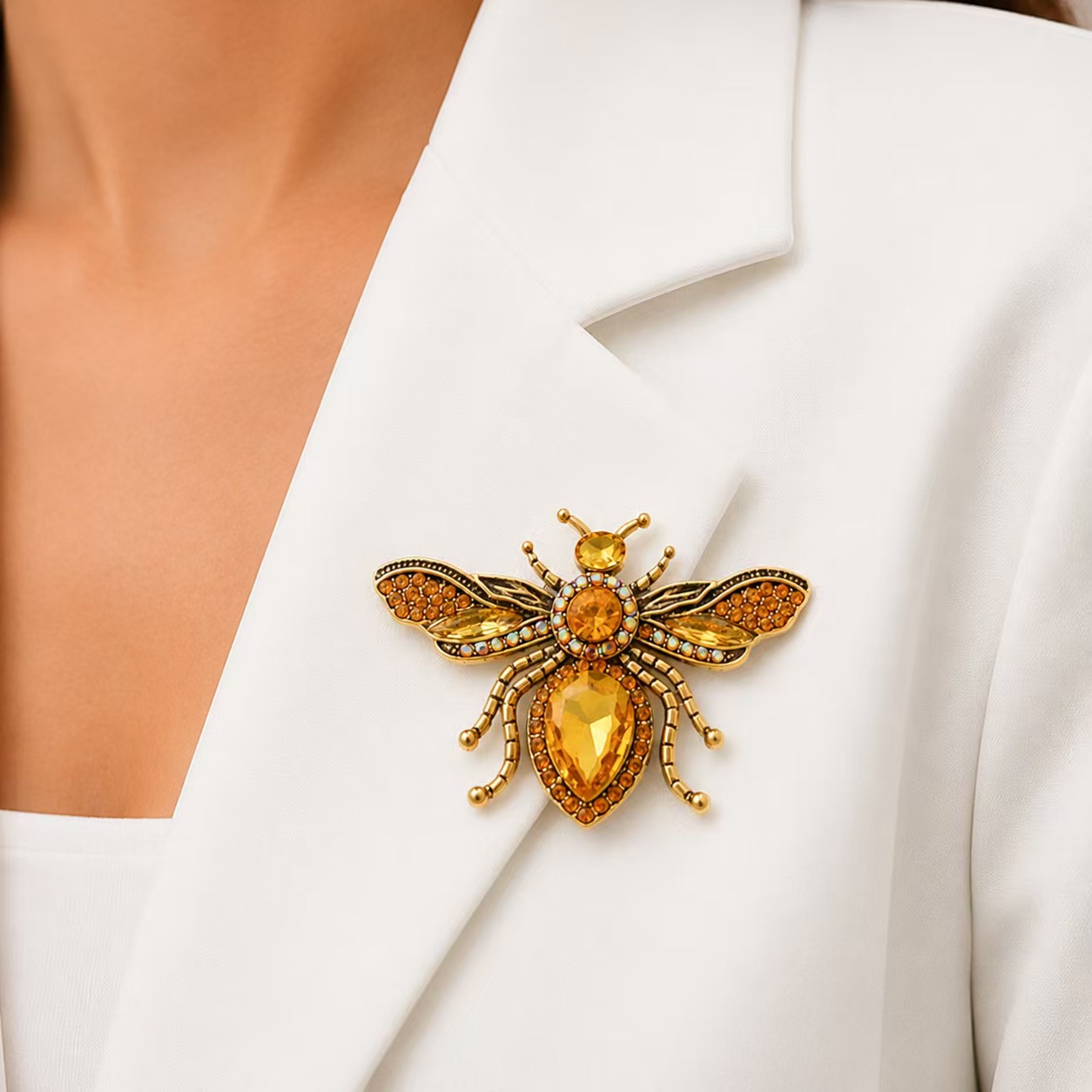 Retro gouden bijenbroche, gele - Body Jewelry Websites recensie en prijs